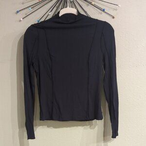 Sweaty Betty Long Sleeve Black  Wear Athletic US 8 Exposed Seam Funnel Neck